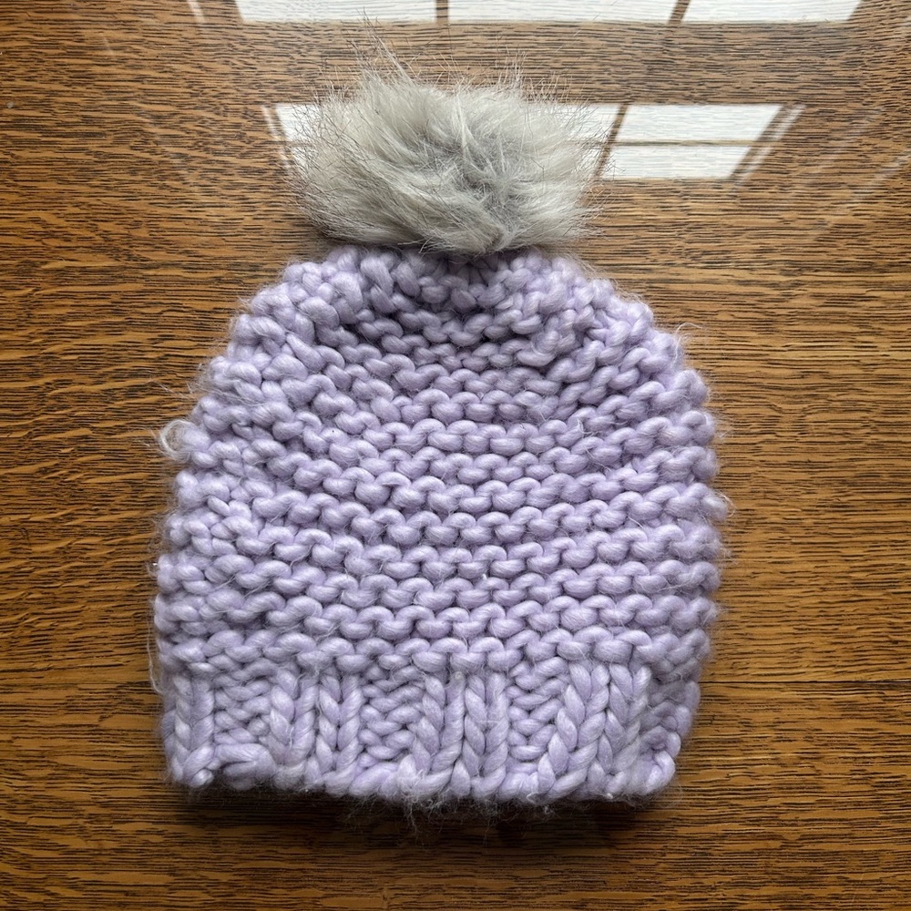 Universal Thread Lilac Knit Beanie with Gray Pom